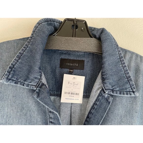 ROSACHA" MEDIUM WASHED DENIM POPOVER W/ FRAYED HEM - Picture 7 of 7